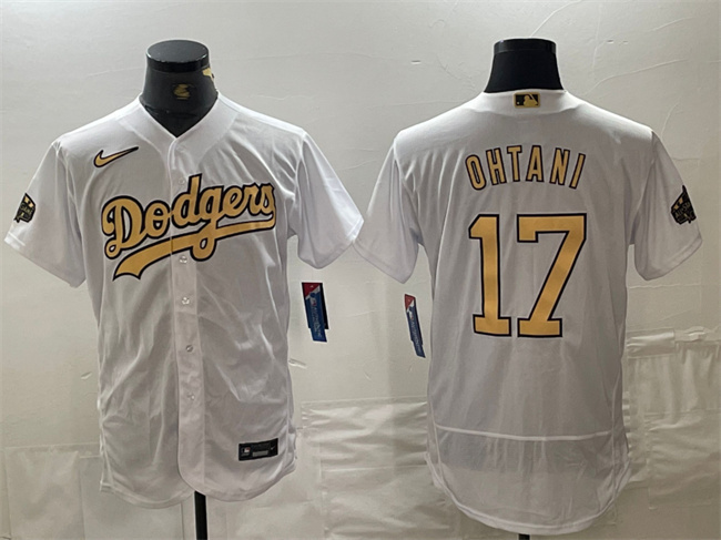 Los Angeles Dodgers #17 Shohei Ohtani 2022 All-Star White Flex Base Stitched Jersey - Click Image to Close